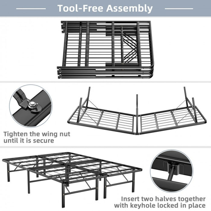 Multi-Size Black Metal Folding Platform Bed