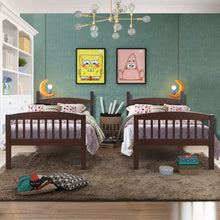 Load image into Gallery viewer, Wooden Bunk Bed Frame with Guardrail and Ladder for School Dormitories
