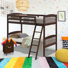 Load image into Gallery viewer, Wooden Bunk Bed Frame with Guardrail and Ladder for School Dormitories
