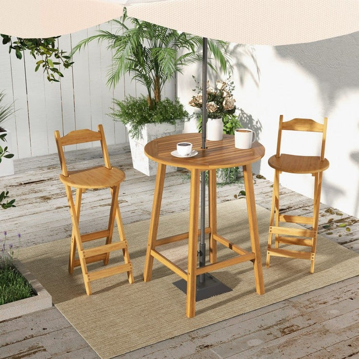 Outdoor Patio Table with Umbrella Hole Bar Height Dining Table