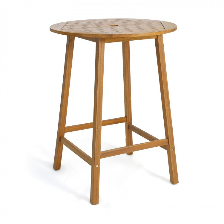 Outdoor Patio Table with Umbrella Hole Bar Height Dining Table
