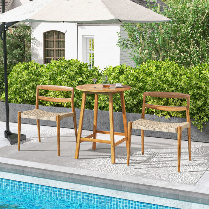 Outdoor Patio Table with Umbrella Hole Bar Height Dining Table
