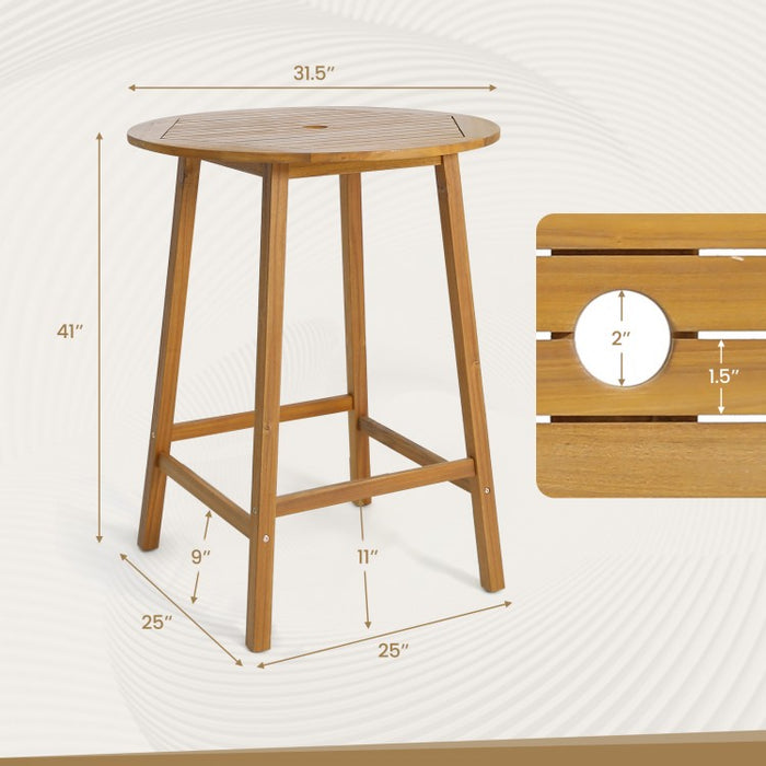 Outdoor Patio Table with Umbrella Hole Bar Height Dining Table