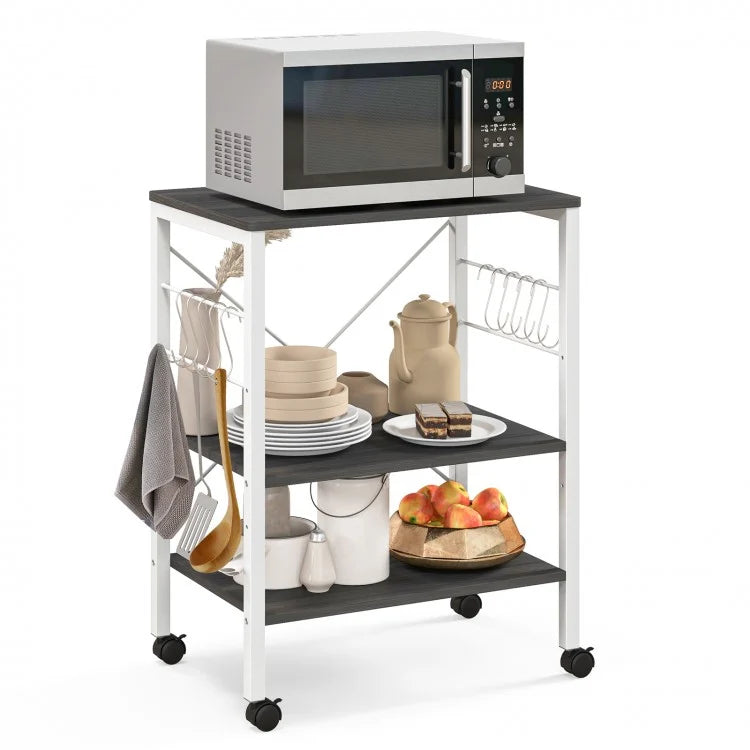 Multi-Purpose Kitchen Microwave Storage Cart with Bread Rack