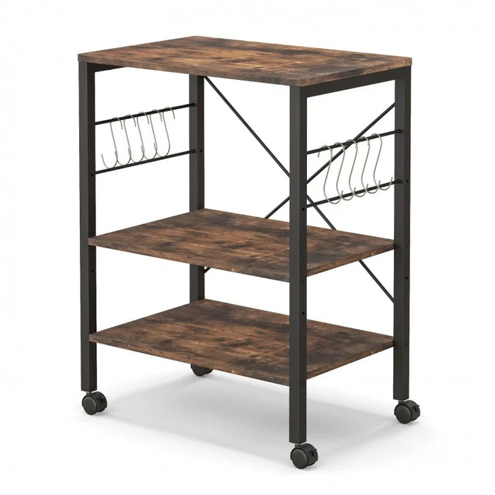 Multi-Purpose Kitchen Microwave Storage Cart with Bread Rack