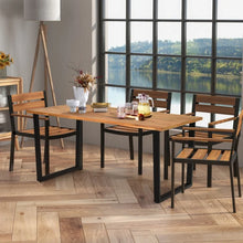 Charger l&#39;image dans la galerie, Outdoor Industrial Style Dining Table with Umbrella Hole - Seats Up to 6 People, Suitable for Backyard, Patio, and Gatherings
