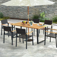 Charger l&#39;image dans la galerie, Outdoor Industrial Style Dining Table with Umbrella Hole - Seats Up to 6 People, Suitable for Backyard, Patio, and Gatherings
