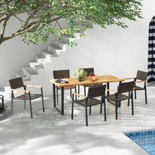 Charger l&#39;image dans la galerie, Outdoor Industrial Style Dining Table with Umbrella Hole - Seats Up to 6 People, Suitable for Backyard, Patio, and Gatherings
