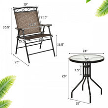 Load image into Gallery viewer, Costway Outdoor Round Dining Table and Chairs 3-Piece Set - Suitable for Patio, Backyard, and Garden
