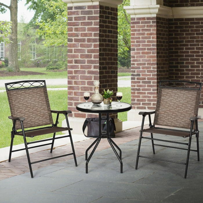 Costway Outdoor Round Dining Table and Chairs 3-Piece Set - Suitable for Patio, Backyard, and Garden
