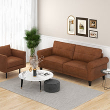 Charger l&#39;image dans la galerie, Costway Modern Brown Leather Couches 3-Seater with Removable Back Cushions - Suitable for Living Room
