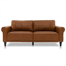 Charger l&#39;image dans la galerie, Costway Modern Brown Leather Couches 3-Seater with Removable Back Cushions - Suitable for Living Room
