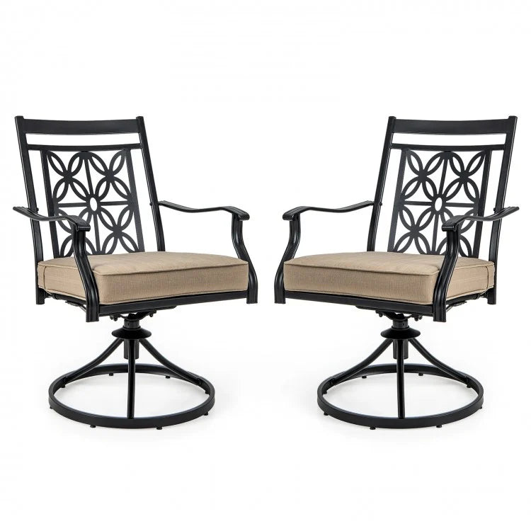 Costway Outdoor Patio Swivel Chair Set of 2 - Suitable for Garden, Backyard, and Porch