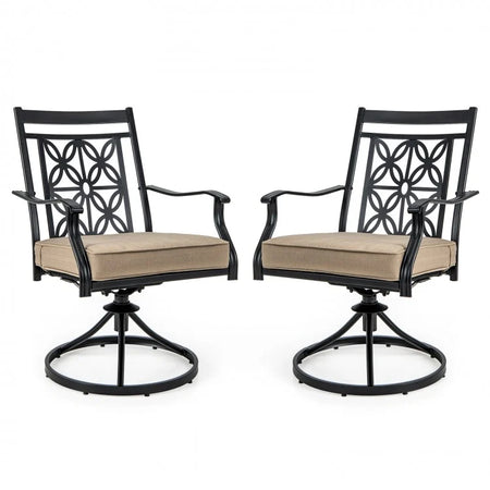 Costway Outdoor Patio Swivel Chair Set of 2 - Suitable for Garden, Backyard, and Porch