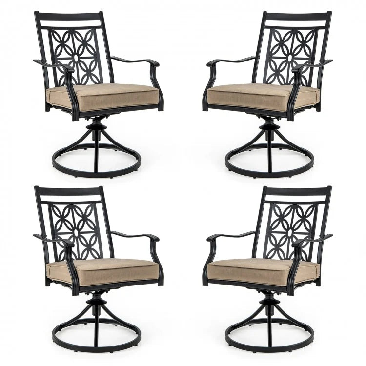 Costway Outdoor Patio Swivel Chair Set of 2 - Suitable for Garden, Backyard, and Porch