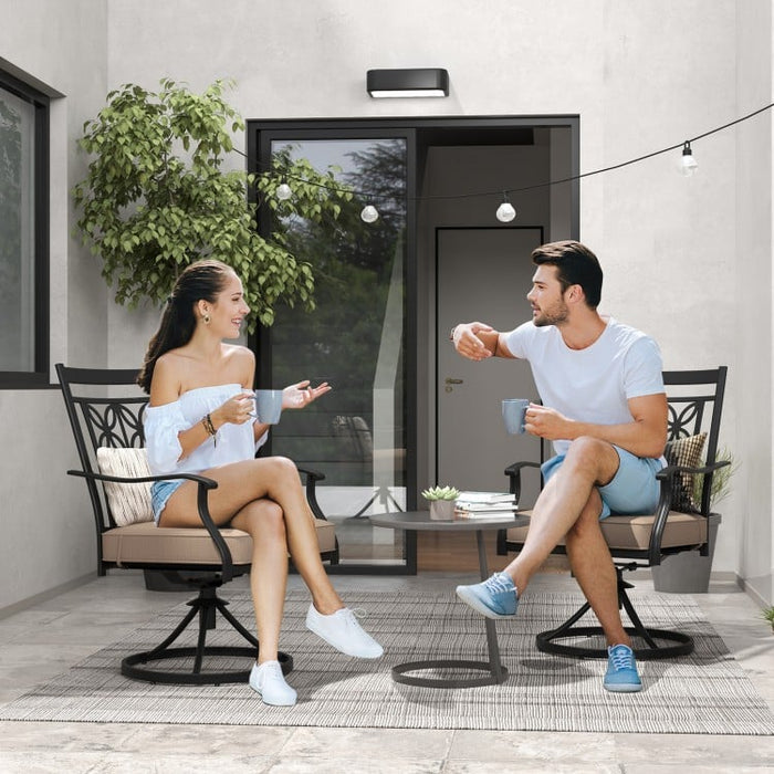 Costway Outdoor Patio Swivel Chair Set of 2 - Suitable for Garden, Backyard, and Porch