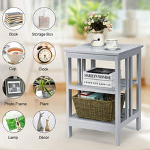 Load image into Gallery viewer, Costway Living Room Side Tables Nightstand with Three-Tier Storage Shelves - Suitable for Living Room and Bedroom
