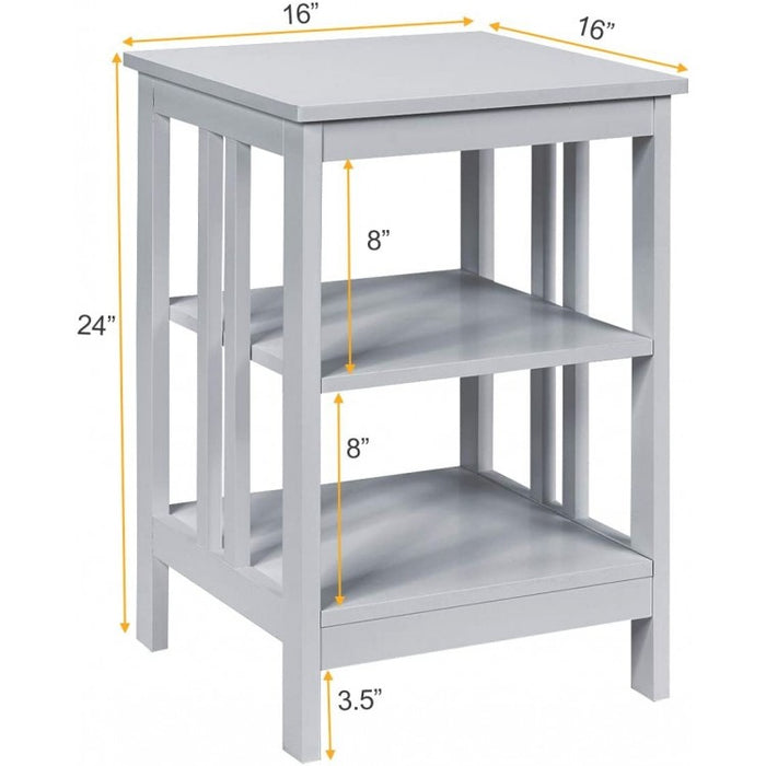 Costway Living Room Side Tables Nightstand with Three-Tier Storage Shelves - Suitable for Living Room and Bedroom