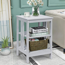 Load image into Gallery viewer, Costway Living Room Side Tables Nightstand with Three-Tier Storage Shelves - Suitable for Living Room and Bedroom
