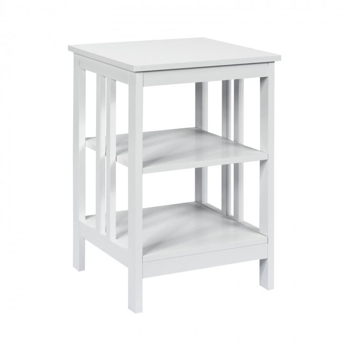 Costway Living Room Side Tables Nightstand with Three-Tier Storage Shelves - Suitable for Living Room and Bedroom