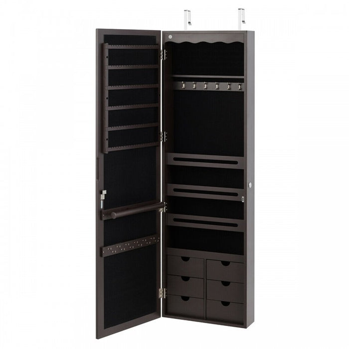 Modern Minimalist Wall-Mounted Mirrored Jewelry Cabinet with Lock