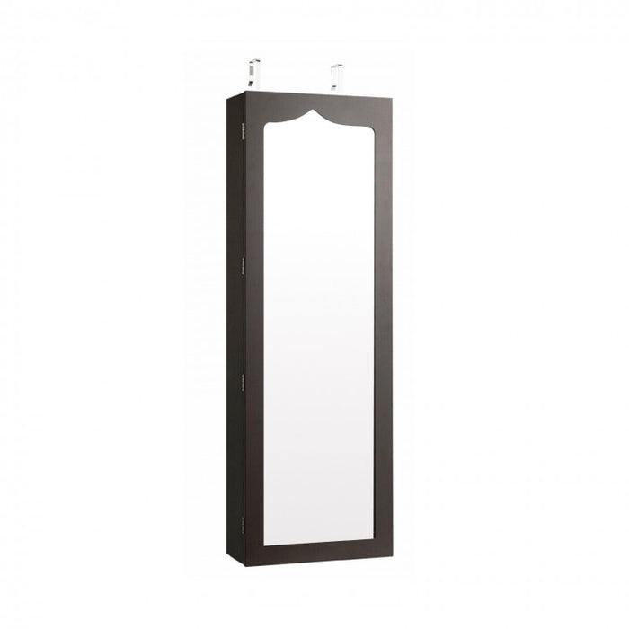 Modern Minimalist Wall-Mounted Mirrored Jewelry Cabinet with Lock