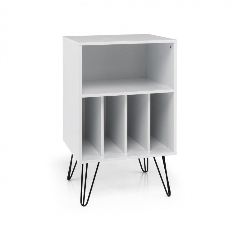 Vintage Record Turntable Cabinet with 5 Open Compartments