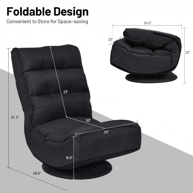 360-Degree Swivel Folding Chair with Adjustable Backrest