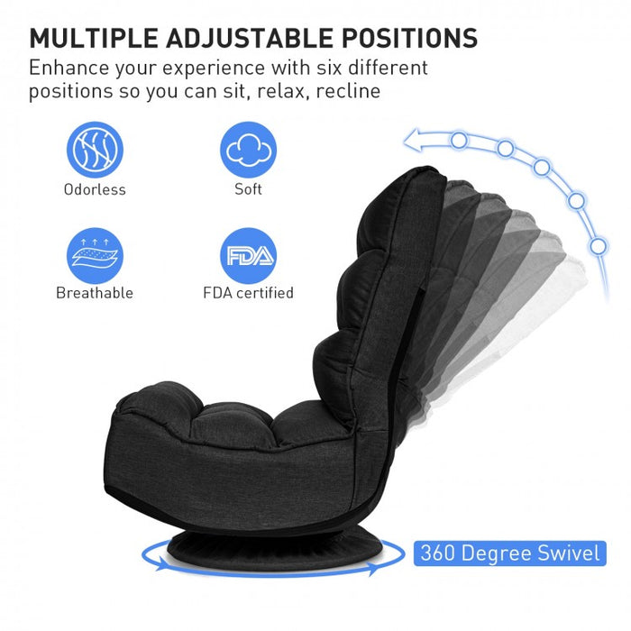 360-Degree Swivel Folding Chair with Adjustable Backrest
