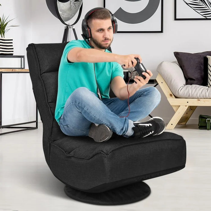 360-Degree Swivel Folding Chair with Adjustable Backrest
