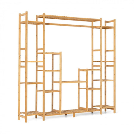 9-Tier Bamboo Natural Color Plant Stand Storage Rack Hanging Shelf for Pots