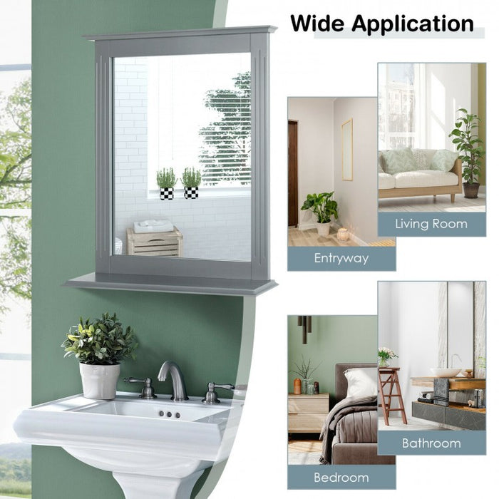 Bathroom Wall-Mounted Mirror with Shelves