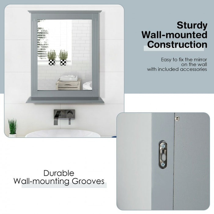 Bathroom Wall-Mounted Mirror with Shelves