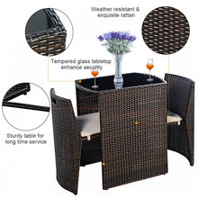 Load image into Gallery viewer, 3-Piece Outdoor Rattan Patio Table and Chair Set with Cushions
