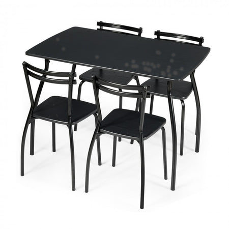 Black Modern Dining Room Sets - 5-Piece Set with 4 Chairs - Suitable for Restaurant
