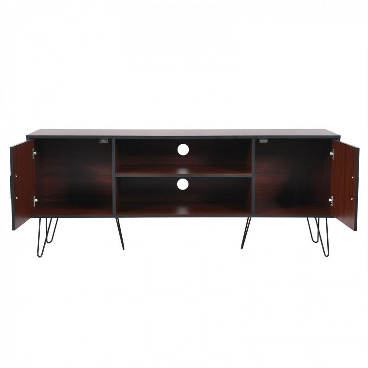 Vintage Brown 65-inch TV Stand with 2 Doors
