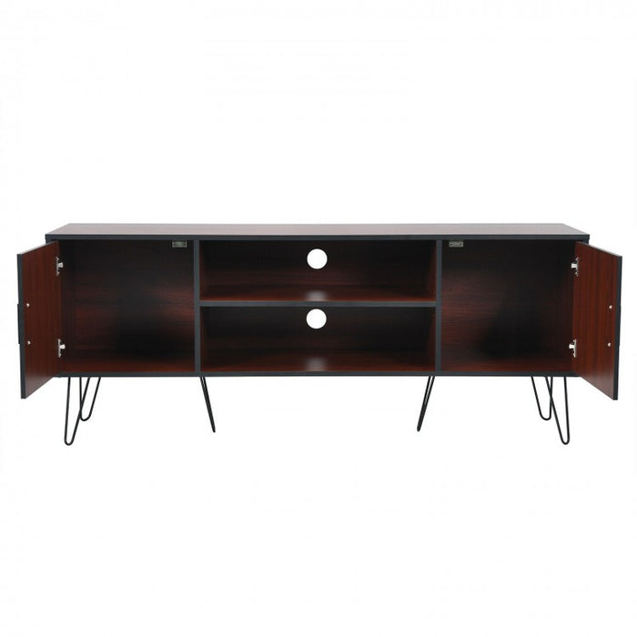 Vintage Brown 65-inch TV Stand with 2 Doors