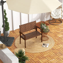 Load image into Gallery viewer, Outdoor Patio Garden Bench with Backrest - Rubberwood Double Leisure Chair
