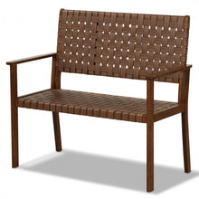 Load image into Gallery viewer, Outdoor Patio Garden Bench with Backrest - Rubberwood Double Leisure Chair
