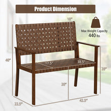 Load image into Gallery viewer, Outdoor Patio Garden Bench with Backrest - Rubberwood Double Leisure Chair
