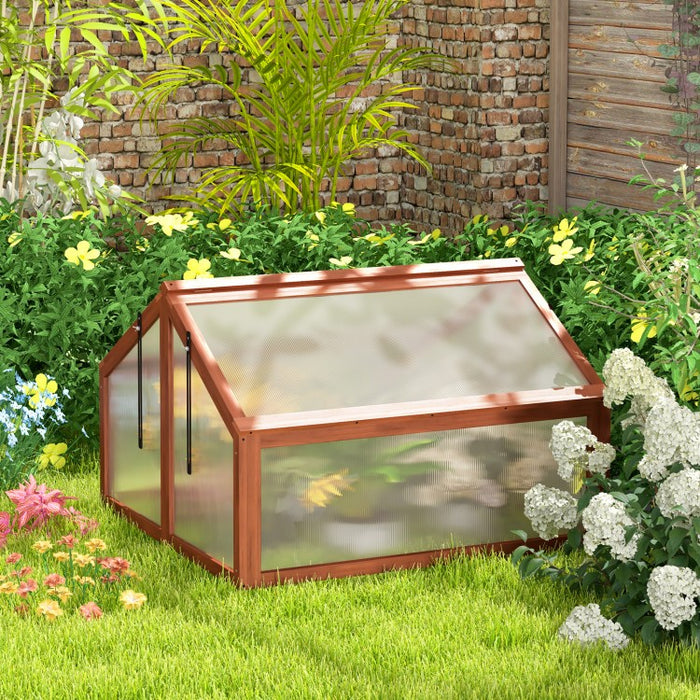 Outdoor Garden Patio Mini Dual-Chamber Wooden Greenhouse