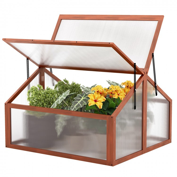 Outdoor Garden Patio Mini Dual-Chamber Wooden Greenhouse