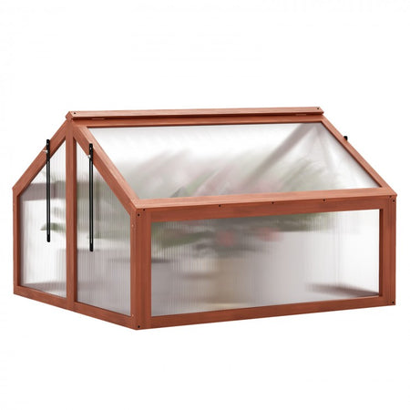 Outdoor Garden Patio Mini Dual-Chamber Wooden Greenhouse