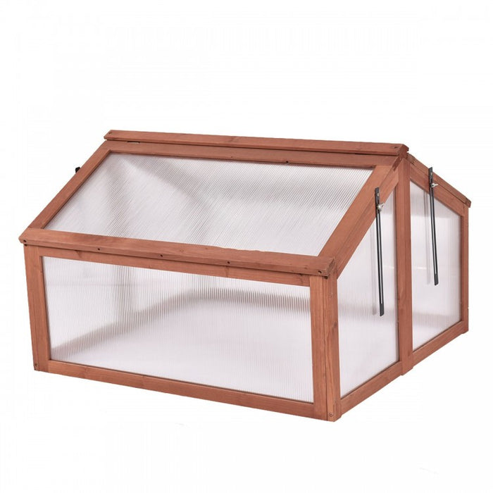 Outdoor Garden Patio Mini Dual-Chamber Wooden Greenhouse