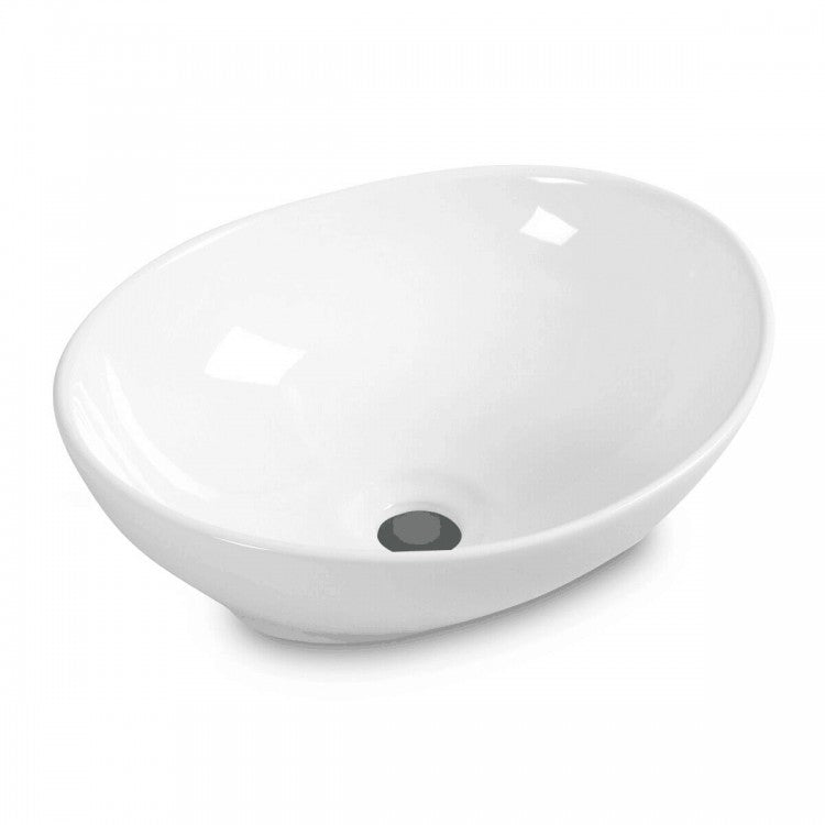 Modern Minimalist Oval White Ceramic Sink Basin for Bathroom