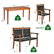 Load image into Gallery viewer, Outdoor 4-Piece Dining Room Set - Includes 1 Long Table, 1 Loveseat, and 2 Armchairs - Suitable for Backyard Gatherings
