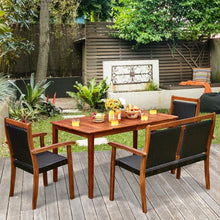 Load image into Gallery viewer, Outdoor 4-Piece Dining Room Set - Includes 1 Long Table, 1 Loveseat, and 2 Armchairs - Suitable for Backyard Gatherings
