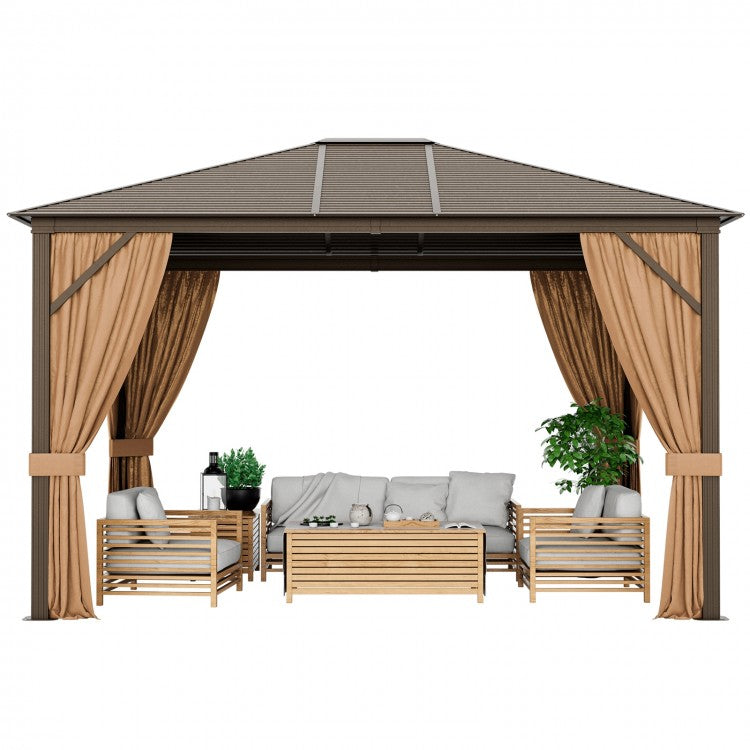 Costway 12x10 ft Outdoor Canopy Gazebo Tent - Suitable for Garden, Camping, Weddings, and Parties