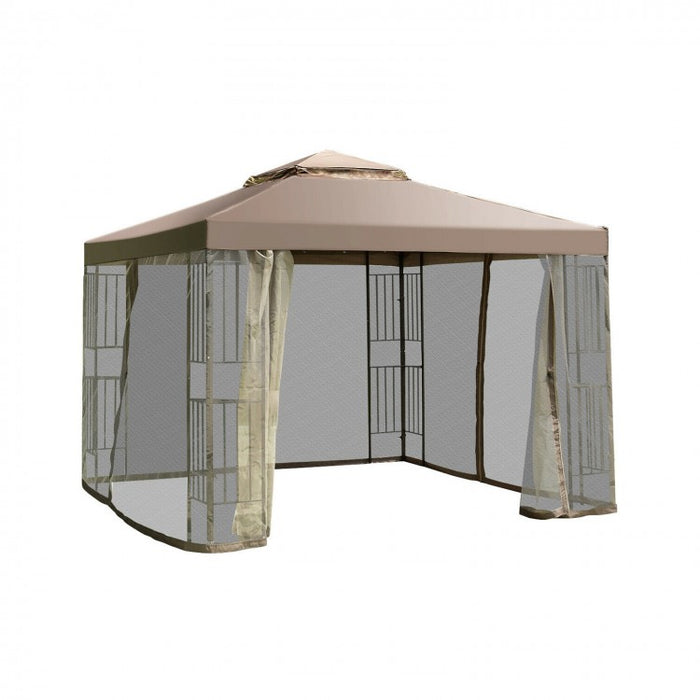 10x10 ft Outdoor Gazebo Tent with Netting and Curtains