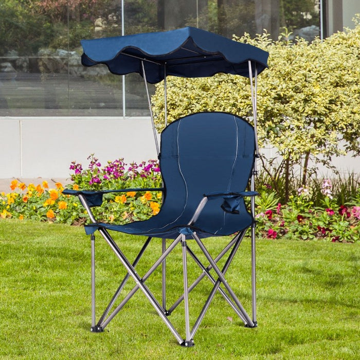 Costway Outdoor Chair with Canopy - Beach Chair and Sunshade Chair Suitable for Camping, Pool, and Beach